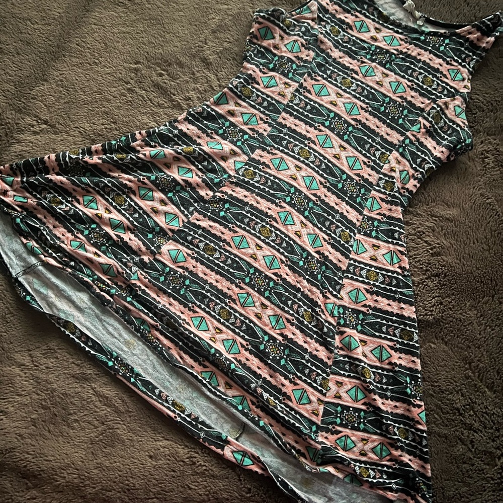 Black and Pink Asymmetrical Fit and Flare Dress